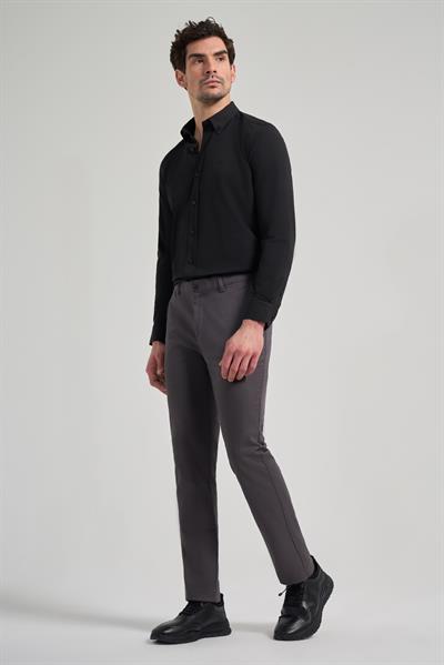 Koyu Antrasit Pamuklu Yandan Cepli Casual Slim Fit Chino Pantolon 1003240151