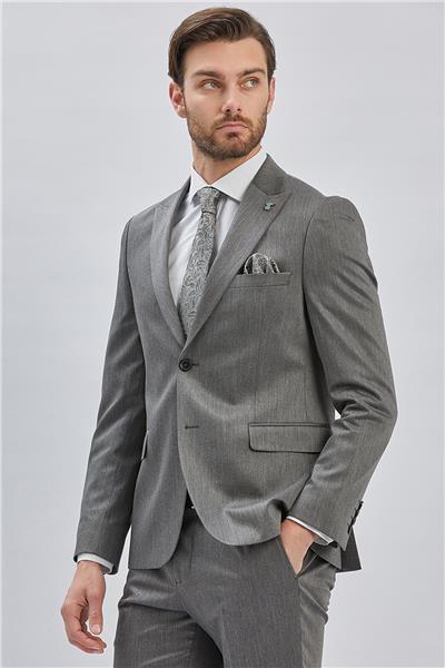 Koyu Antrasit Düz Bez Ayağı 6 Drop Slim Fit Classic Esnek Takım Elbise 1001240173