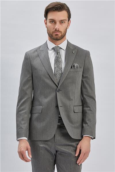 Koyu Antrasit Düz Bez Ayağı 6 Drop Slim Fit Classic Esnek Takım Elbise 1001240173