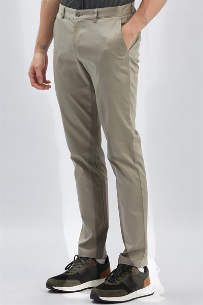 Koyu Bej Pamuklu Yandan Cepli Casual Slim Fit Chino Pantolon 1003240161
