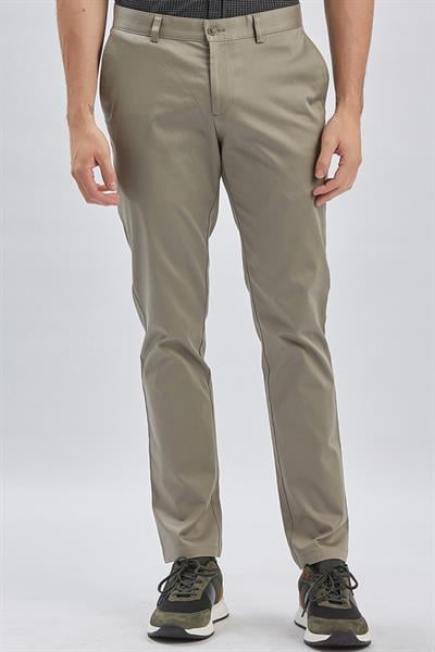 Koyu Bej Pamuklu Yandan Cepli Casual Slim Fit Chino Pantolon 1003240161