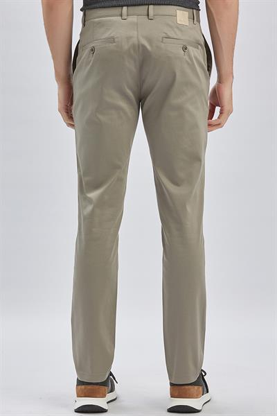 Koyu Bej Pamuklu Yandan Cepli Casual Slim Fit Chino Pantolon 1003240161