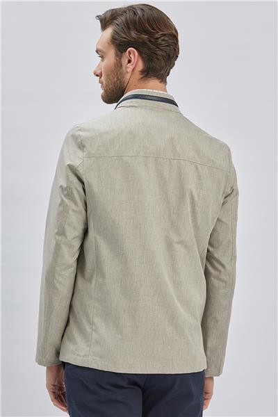 Koyu Bej Dik Yaka Yarım Astar Comfort Fit Rahat Kesim Casual Mont 1007240150