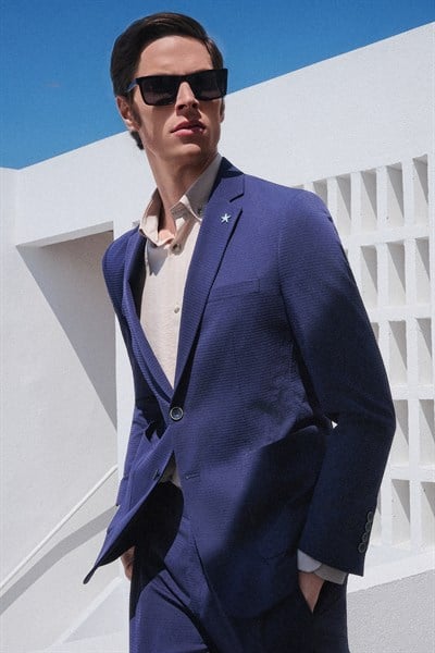 Bej Düğmeli Yaka Uzun Kol Cepsiz Slim Fit Modal Gömlek 1004260162