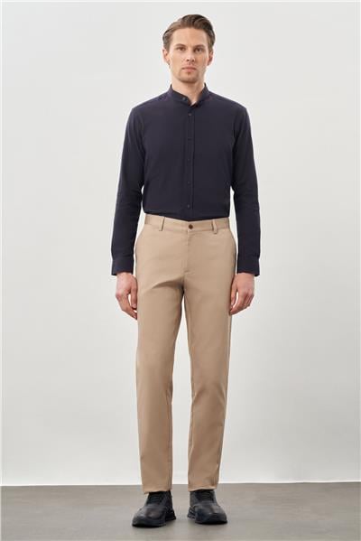 Koyu Bej Pamuklu Yandan Cepli Casual Comfort Fit Chino Pantolon 1003245169