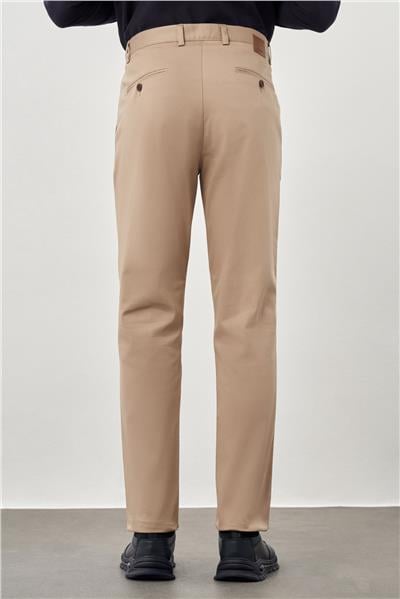 Koyu Bej Pamuklu Yandan Cepli Casual Comfort Fit Chino Pantolon 1003245169