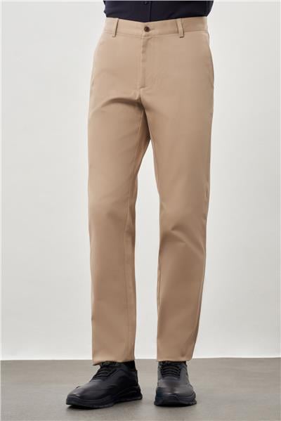 Koyu Bej Pamuklu Yandan Cepli Casual Comfort Fit Chino Pantolon 1003245169