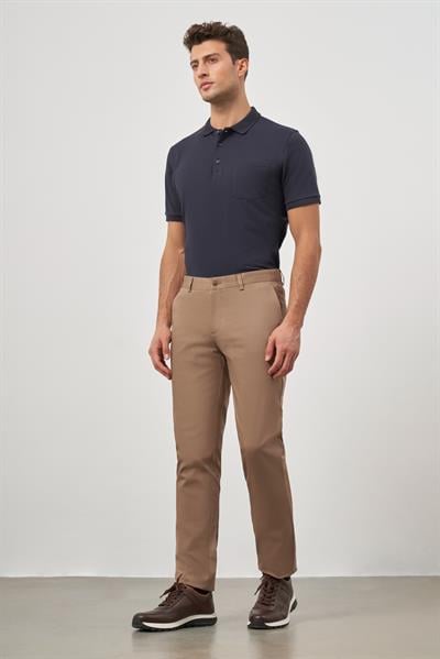 Bej Pamuklu Yandan Cepli Casual Slim Fit Chino Pantolon 1003245150