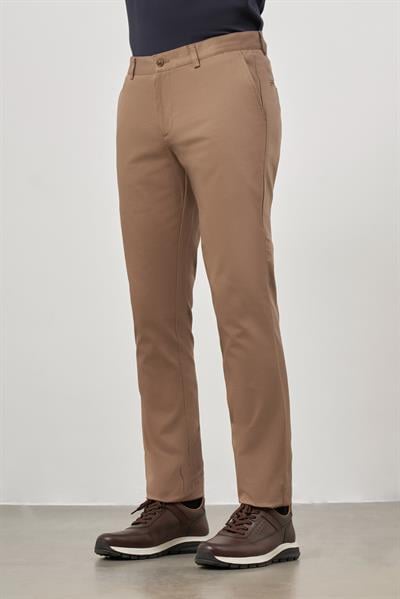 Bej Pamuklu Yandan Cepli Casual Slim Fit Chino Pantolon 1003245150