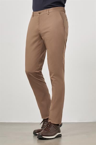 Bej Pamuklu Yandan Cepli Casual Slim Fit Chino Pantolon 1003245150