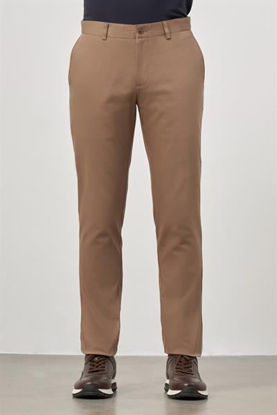 Bej Pamuklu Yandan Cepli Casual Slim Fit Chino Pantolon 1003245150
