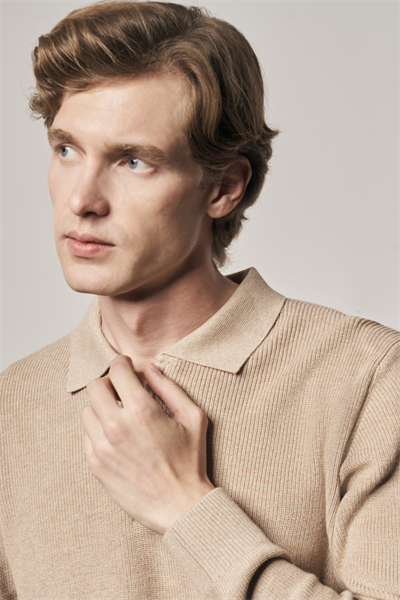 Koyu Bej Fermuarlı Polo Yaka Uzun Kol Cepsiz Comfort Fit Casual Pamuklu Triko Kazak 1012255202