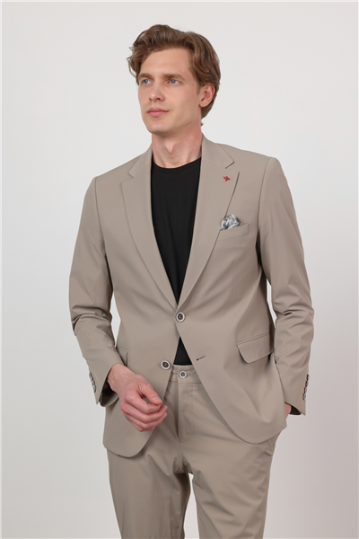 Kendinden Desenli Mono Yaka 6 Drop Slim Fit Takım Elbise 1001260162