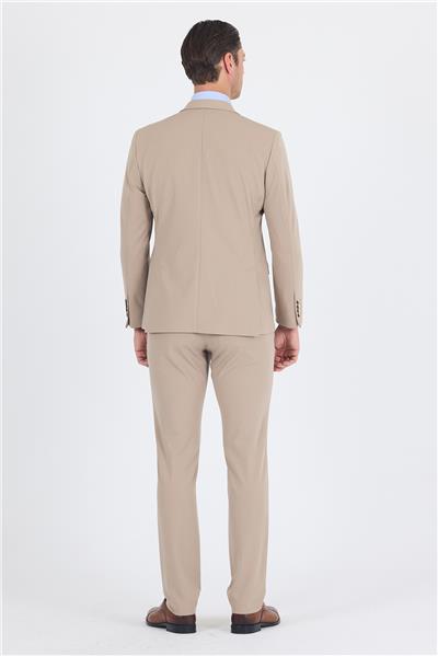 Koyu Bej Kırlangıç Yaka Kelebek Astar 6 Drop Slim Fit   Beli Lastikli Takım Elbise 1001250176