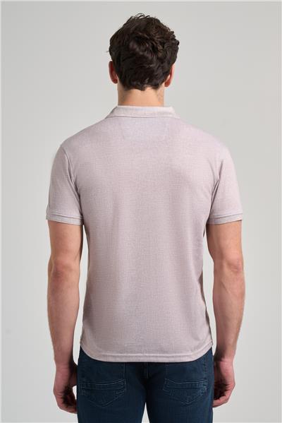 Koyu Bej Kısa Kol Baskılı Pike Polo Yaka Cepsiz esnek Casual Slim Fit Tişört 1011250151