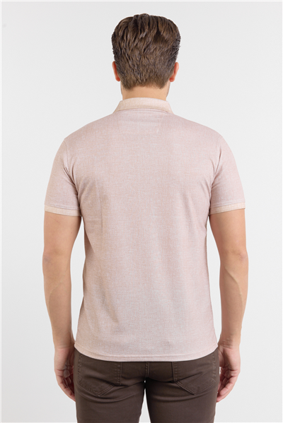 Kısa Kol Baskılı Pike Polo Yaka Cepsiz esnek Casual Slim Fit Tişört 1011250153