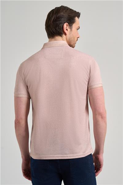 Koyu Bej Kısa Kol Baskılı Pike Polo Yaka Cepsiz esnek Casual Slim Fit Tişört 1011250151