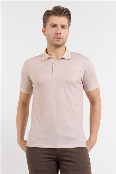 Kısa Kol Baskılı Pike Polo Yaka Cepsiz esnek Casual Slim Fit Tişört 1011250153
