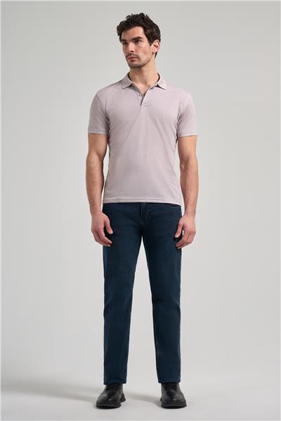 Koyu Bej Kısa Kol Baskılı Pike Polo Yaka Cepsiz esnek Casual Slim Fit Tişört 1011250151