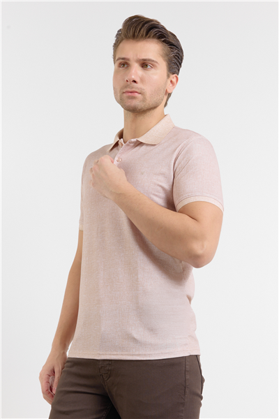 Kısa Kol Baskılı Pike Polo Yaka Cepsiz esnek Casual Slim Fit Tişört 1011250153