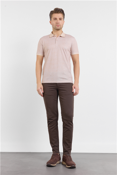 Kısa Kol Baskılı Pike Polo Yaka Cepsiz esnek Casual Slim Fit Tişört 1011250153
