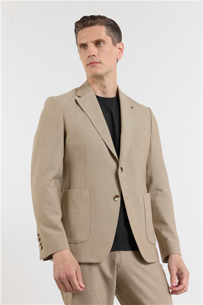 Bej Mono Yaka 6 Drop Slim Fit Esnek Takım Elbise 1001260157