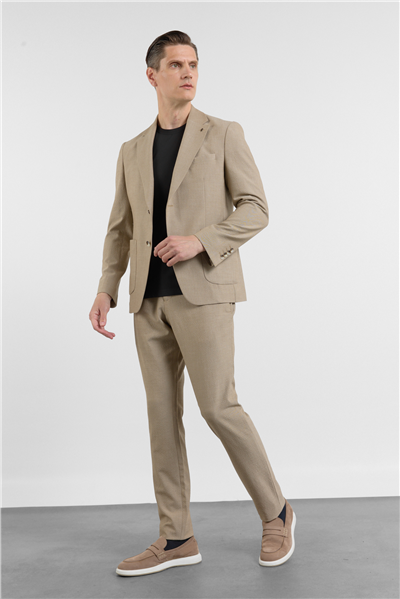 Bej Mono Yaka 6 Drop Slim Fit Esnek Takım Elbise 1001260157