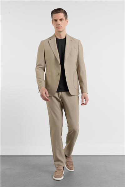 Bej Mono Yaka 6 Drop Slim Fit Esnek Takım Elbise 1001260157
