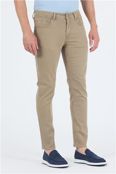 Koyu Bej Pamuklu 5 Cep Casual Slim Fit 5 Cep Pantolon 1003250318