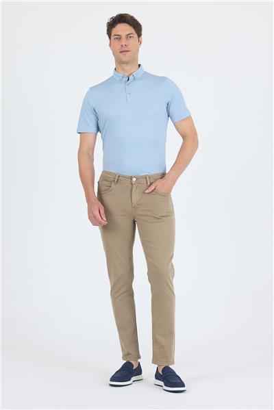Koyu Bej Pamuklu 5 Cep Casual Slim Fit 5 Cep Pantolon 1003250318