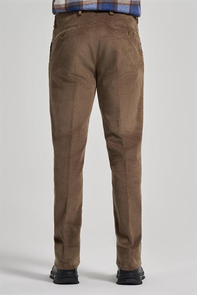 Koyu Bej Pamuklu Yandan Cepli Comfort Fit Kadife Pantolon 1003245160