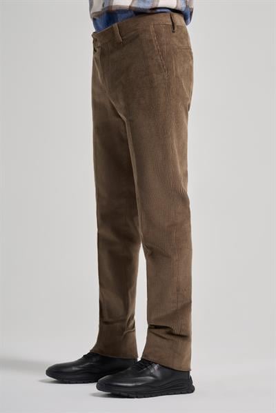 Koyu Bej Pamuklu Yandan Cepli Comfort Fit Kadife Pantolon 1003245160