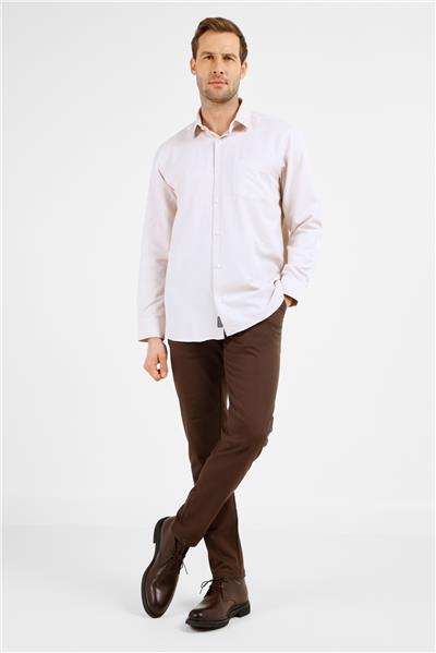 Sert Yaka Uzun Kol Cepli Comfort Fit Pamuklu Gömlek 1004255285