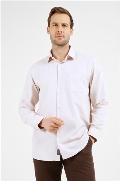 Sert Yaka Uzun Kol Cepli Comfort Fit Pamuklu Gömlek 1004255285