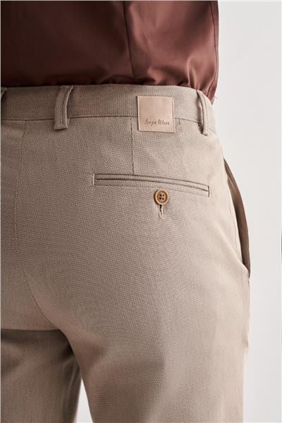 Koyu Bej Yan Cep Düz Paça Pamuklu Comfort Fit Chino Casual Pantolon 1003255166