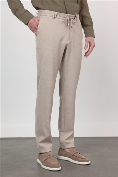 Yan Cep Kendinden Desenli Gofreli Jogger Slim Fit Esnek Pantolon 1003260177