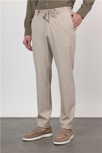 Yan Cep Kendinden Desenli Gofreli Jogger Slim Fit Esnek Pantolon 1003260177