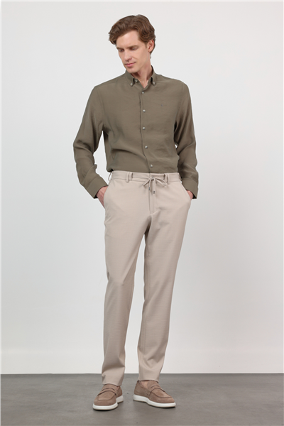Yan Cep Kendinden Desenli Gofreli Jogger Slim Fit Esnek Pantolon 1003260177