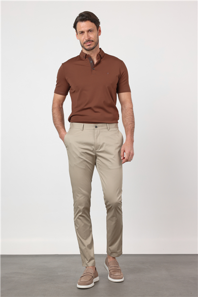 Bej Yan Cep Slim Fit Pamuklu Chino Pantolon 1003260168