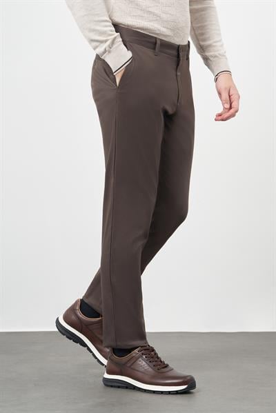 Koyu Camel Pamuklu Yandan Cepli Casual Comfort Fit Chino Pantolon 1003245164