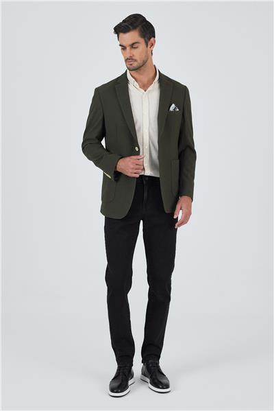 Mono Yaka Gofreli  Esnek 6 Drop Slim Fit Casual  Ceket 1002250126