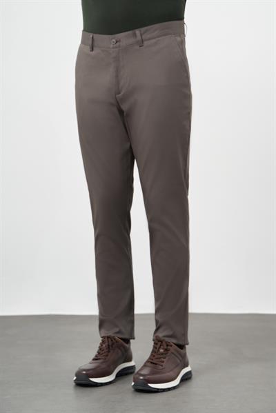Koyu Haki Pamuklu Yandan Cepli Casual Comfort Fit Chino Pantolon 1003245164