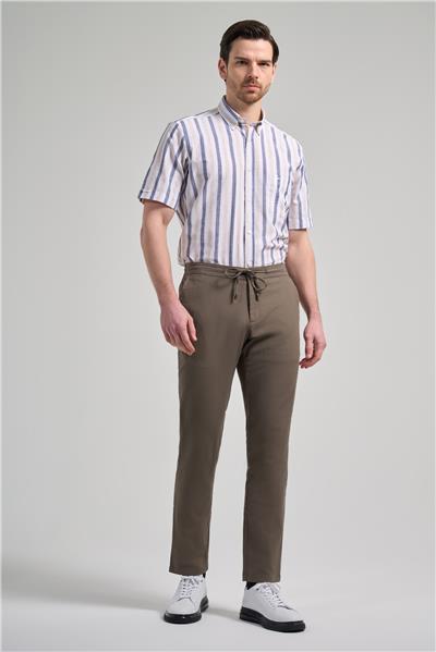 Koyu Haki Pamuklu Yandan Cepli Casual Comfort Fit Jogger Pantolon 1003250110