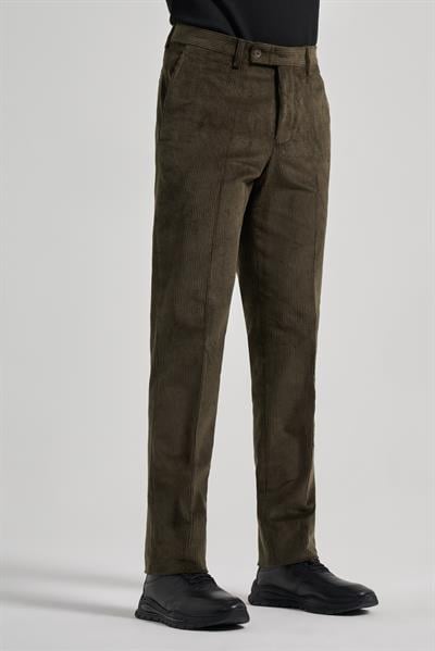 Koyu Haki Pamuklu Yandan Cepli Comfort Fit Kadife Pantolon 1003245160