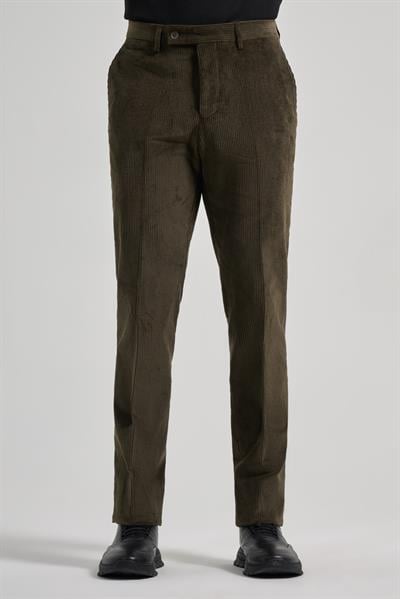 Koyu Haki Pamuklu Yandan Cepli Comfort Fit Kadife Pantolon 1003245160