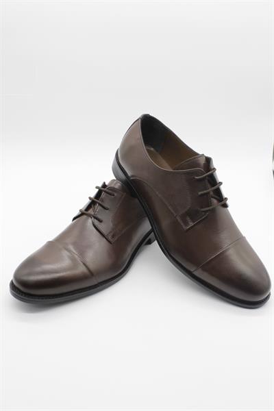 Koyu Kahverengi %100 Deri Analin Bağcıklı Classic Ayakkabı 1033245175_400