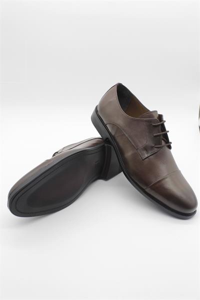 Koyu Kahverengi %100 Deri Analin Bağcıklı Classic Ayakkabı 1033245175_400