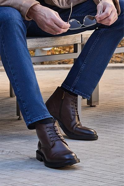 Koyu Kahverengi %100 Deri Antik Bağcıklı Classic Ayakkabı 1033245157