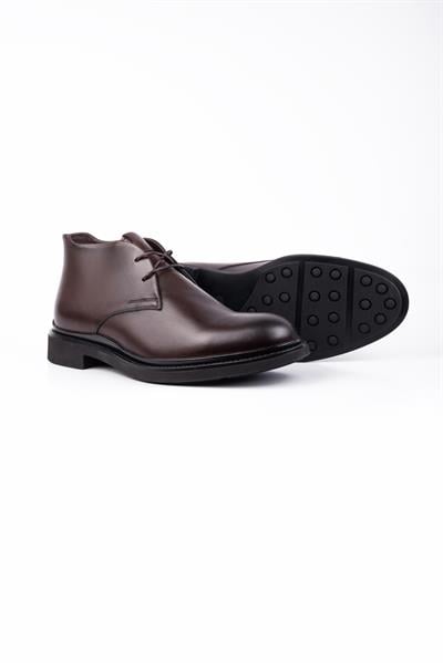 Koyu Kahverengi %100 Deri Analin Bağcıklı Classic Ayakkabı 1033245162