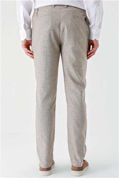 Koyu Kahverengi Keten Lastikli Yandan Cepli Casual Comfort Fit Jogger Pantolon 1003240159